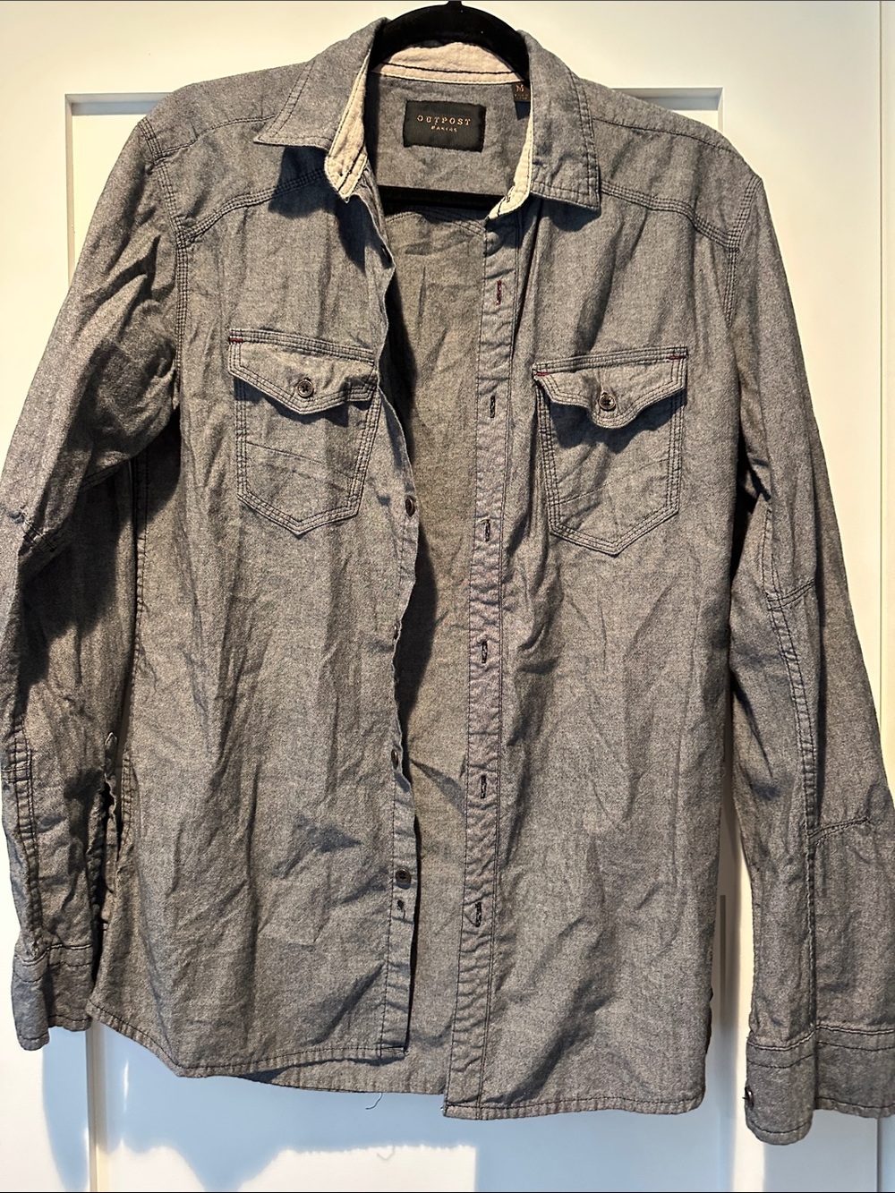 Outpost Threads Men's Gray Casual Button-Down Shirt